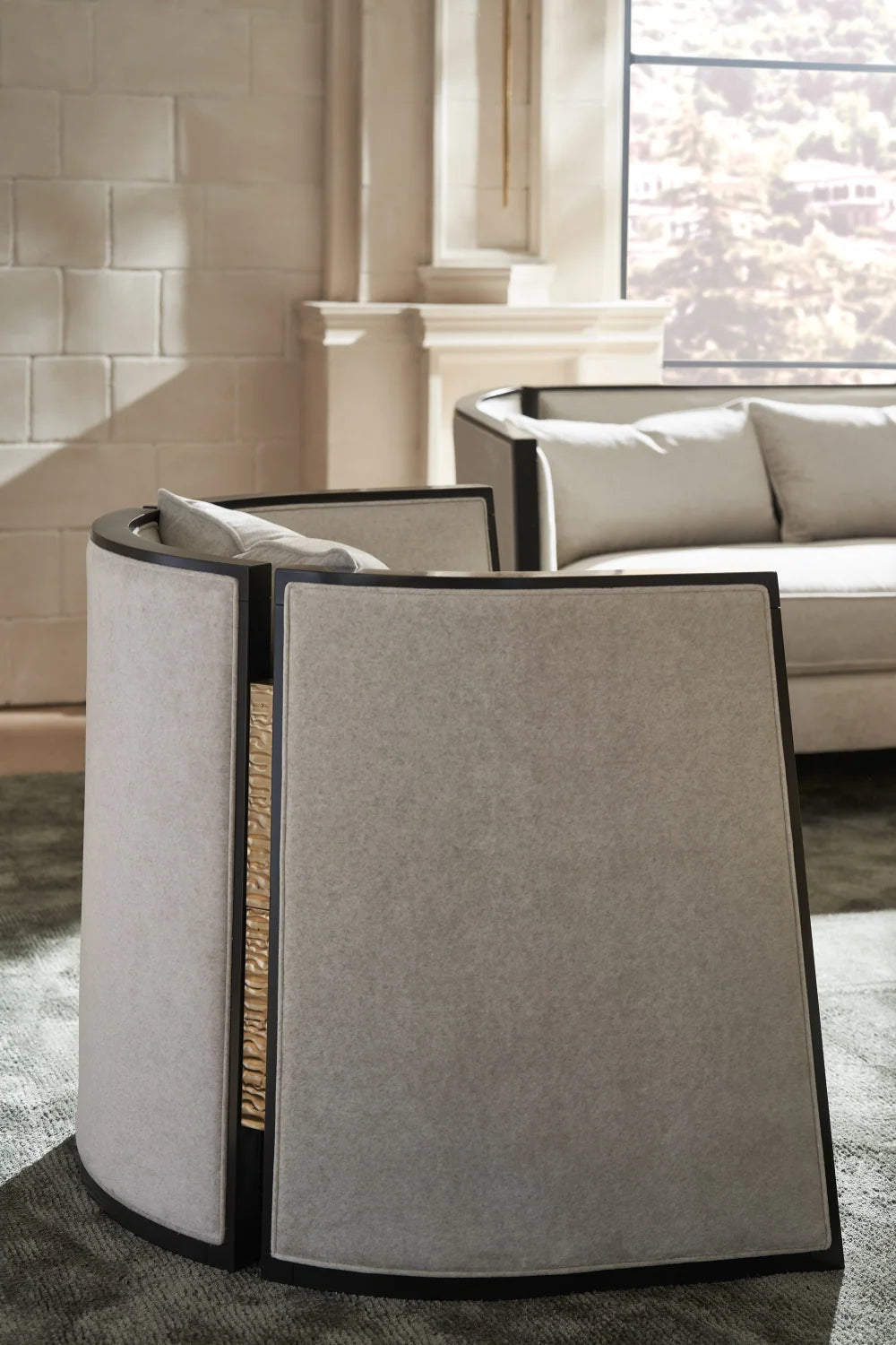Luxury Three-Panel Fabric Sofa Modern Italian Style for Villa