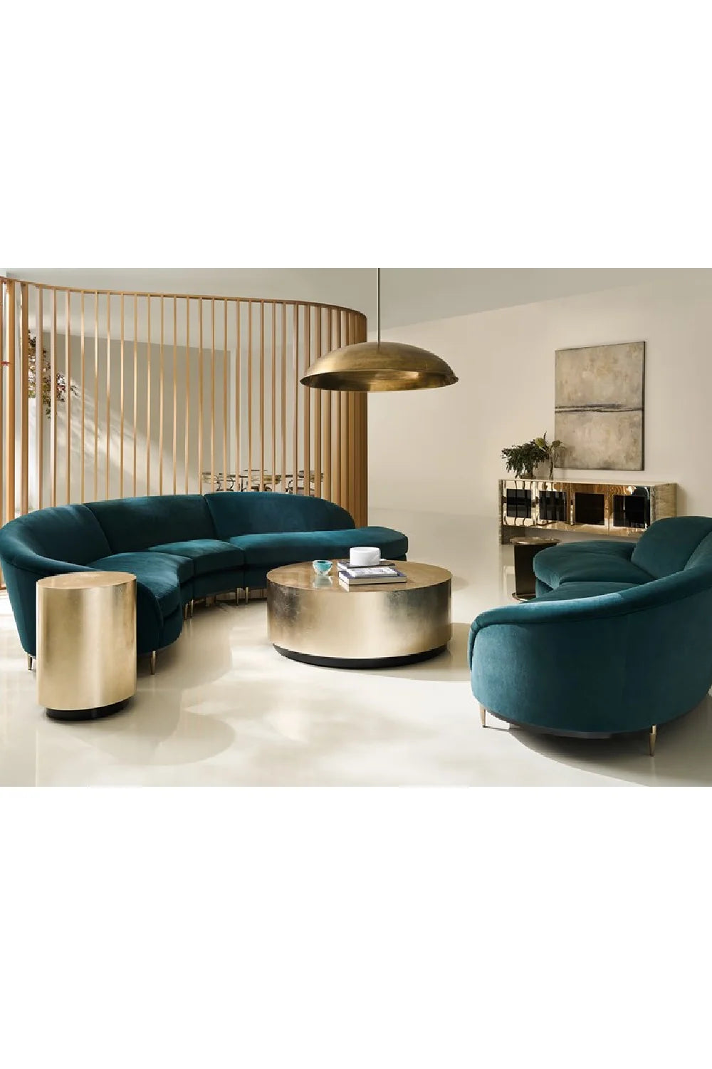 Luxury Three's Company Velvet Sectional Sofa Modern Italian Style for Villa