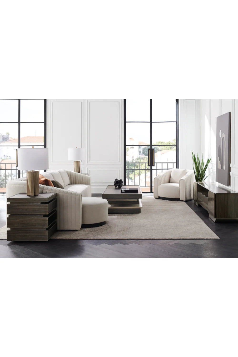 Luxury Tiered Wooden Coffee Table Modern Italian Style for Villa