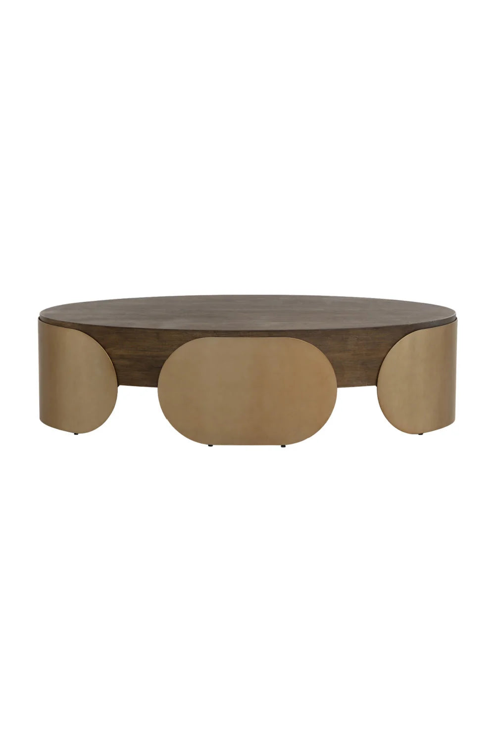 Luxury Timber Effect Oval Coffee Table Modern Italian Style for Villa