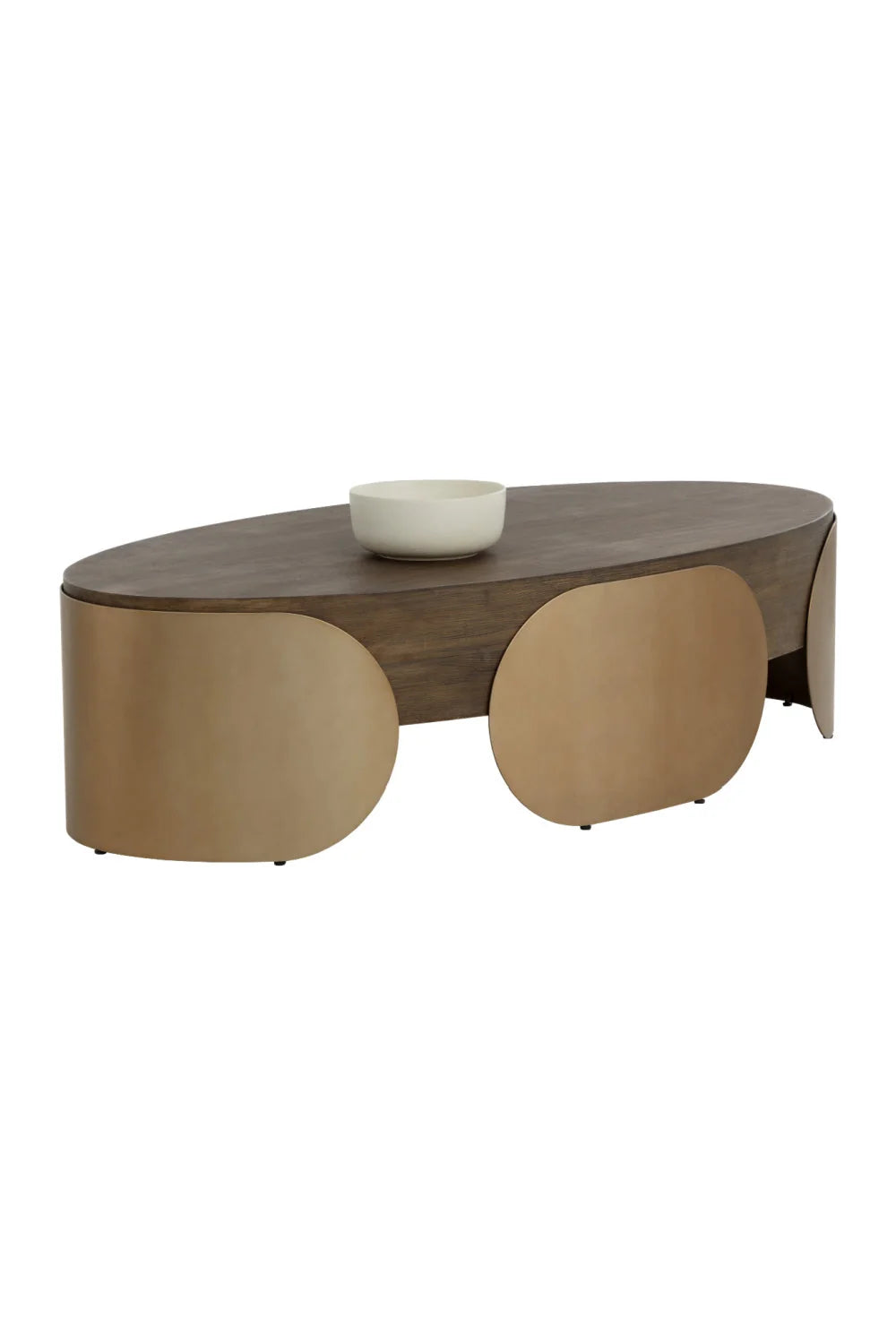 Luxury Timber Effect Oval Coffee Table Modern Italian Style for Villa