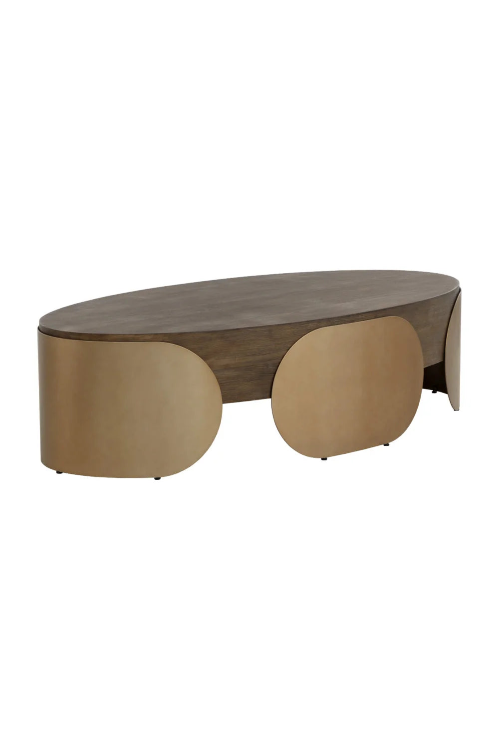 Luxury Timber Effect Oval Coffee Table Modern Italian Style for Villa
