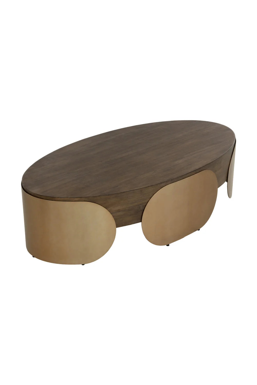 Luxury Timber Effect Oval Coffee Table Modern Italian Style for Villa