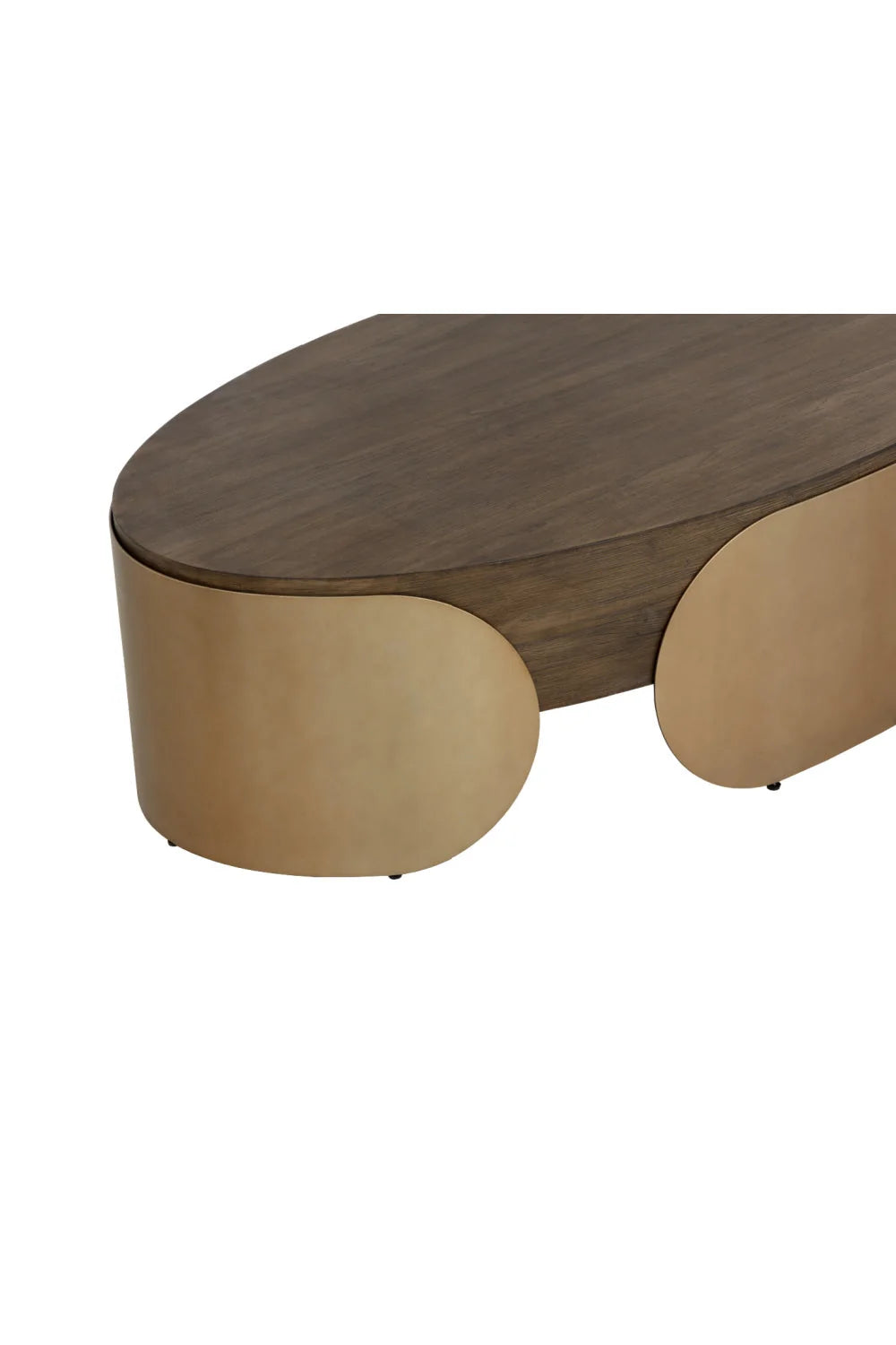 Luxury Timber Effect Oval Coffee Table Modern Italian Style for Villa