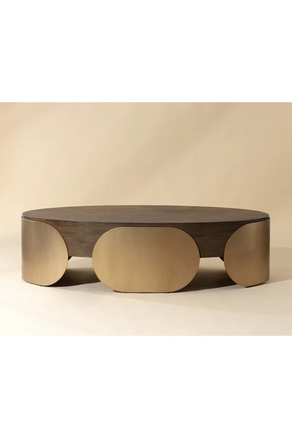 Luxury Timber Effect Oval Coffee Table Modern Italian Style for Villa