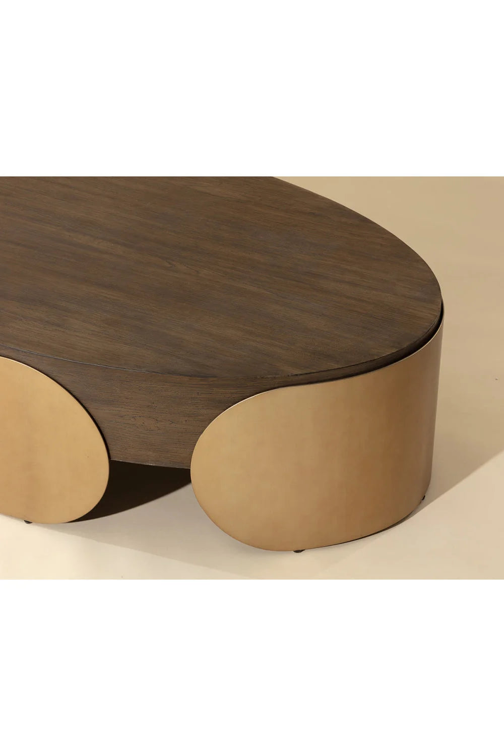 Luxury Timber Effect Oval Coffee Table Modern Italian Style for Villa