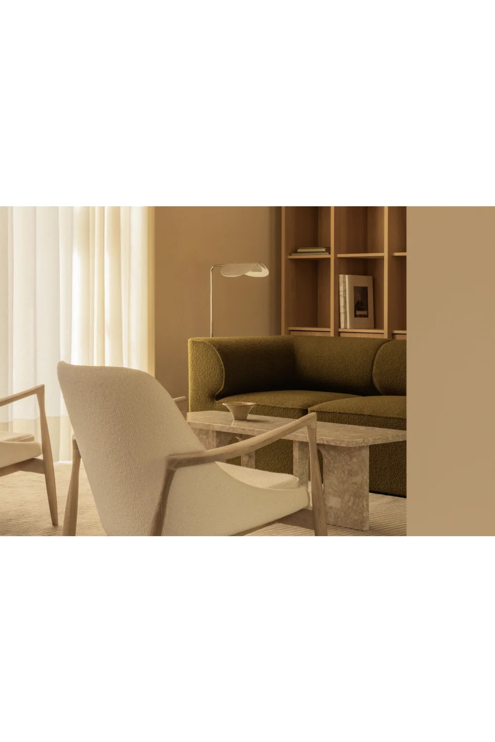 Luxury Timber Sleigh Lounge Chair Modern Italian Style for Villa