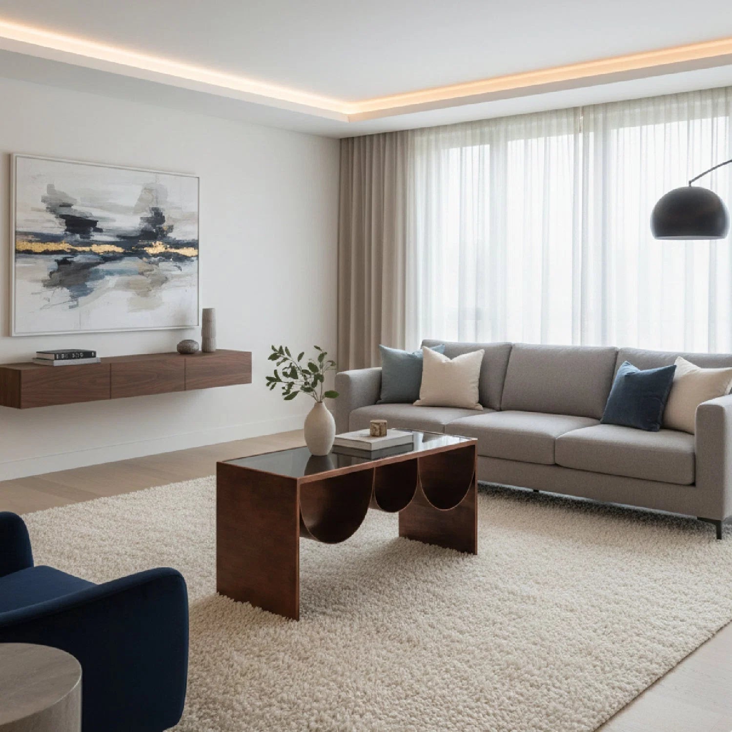 Luxury Tinted Glass Rectangular Coffee Table Modern Italian Style for Villa