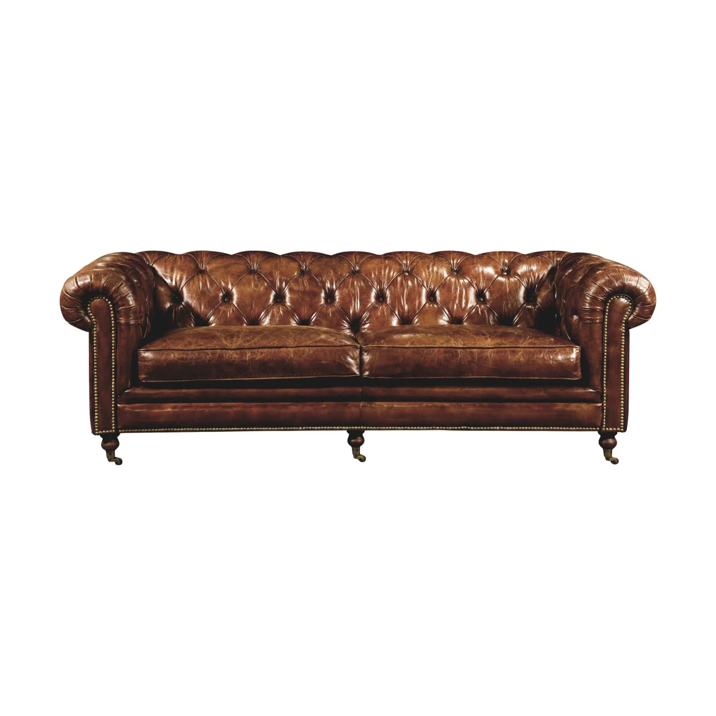 Luxury Top-Grain Leather 3-Seater Sofa Modern Italian Style for Villa