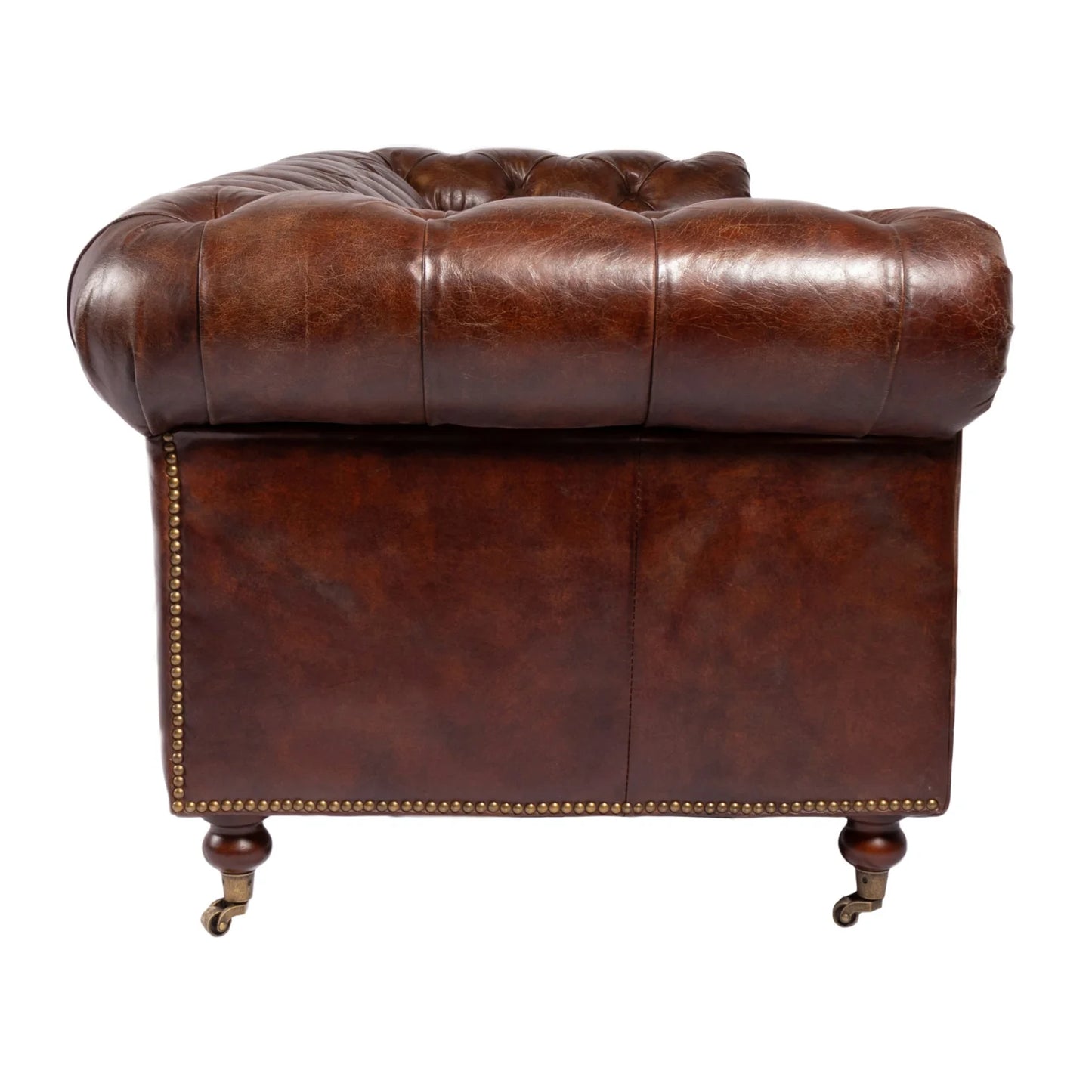 Luxury Top-Grain Leather 3-Seater Sofa Modern Italian Style for Villa