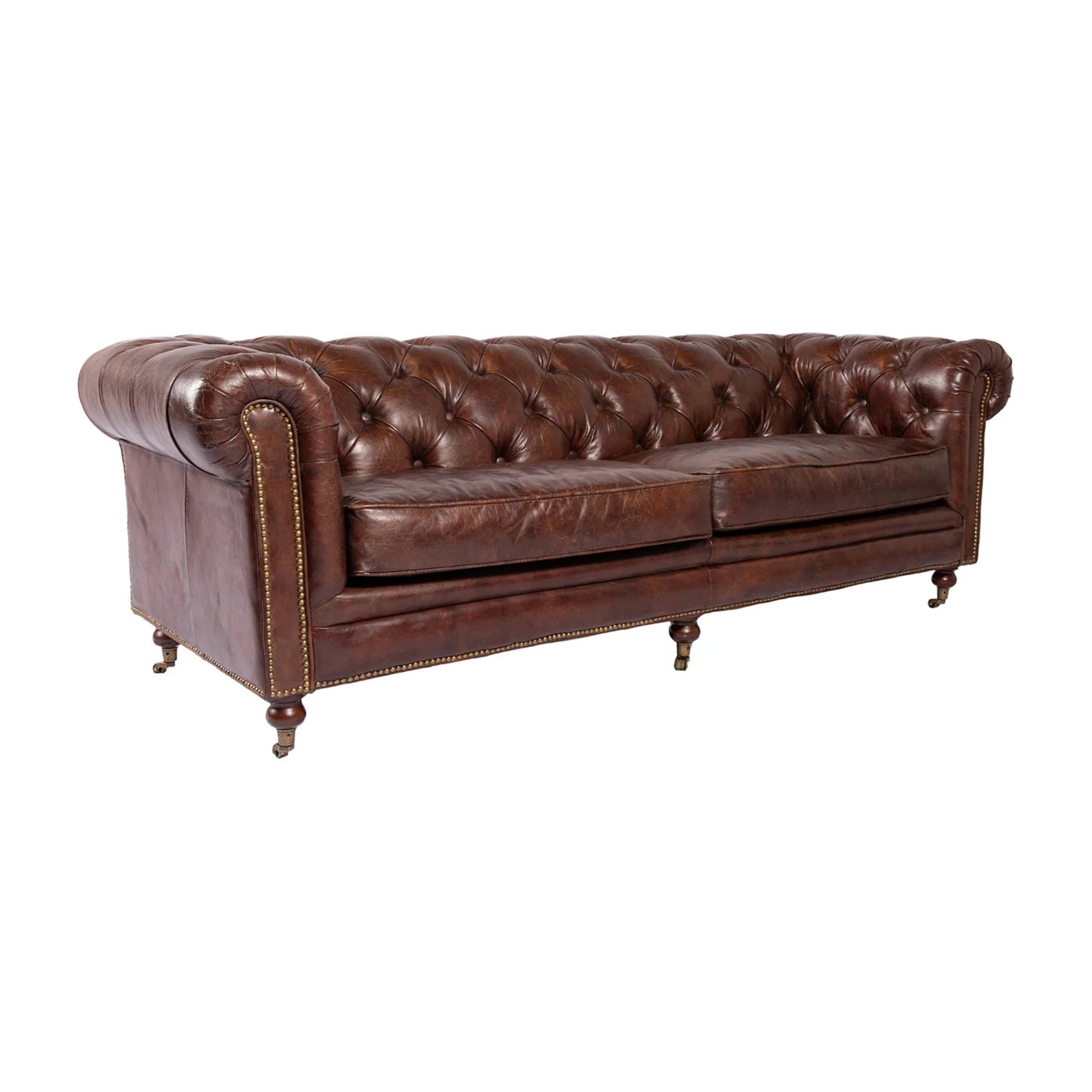 Luxury Top-Grain Leather 3-Seater Sofa Modern Italian Style for Villa