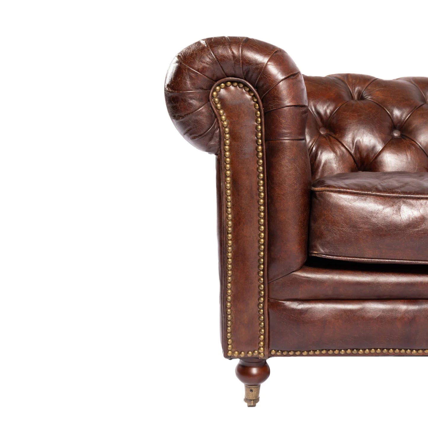 Luxury Top-Grain Leather 3-Seater Sofa Modern Italian Style for Villa