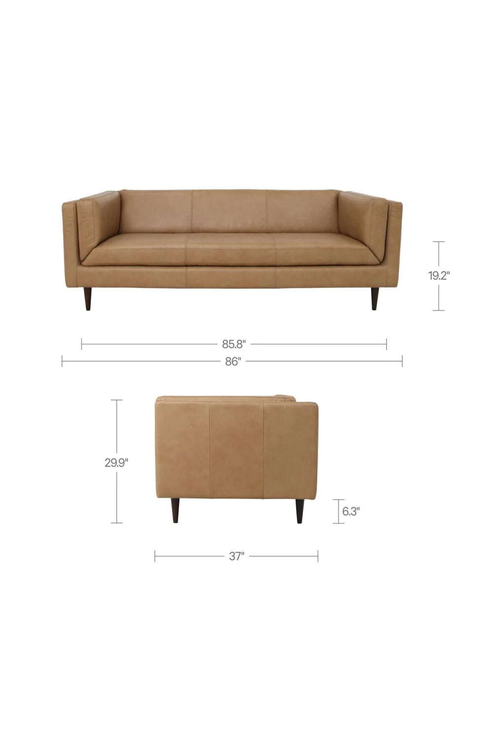 Luxury Top Grain Leather Sofa Modern Italian Style for Villa