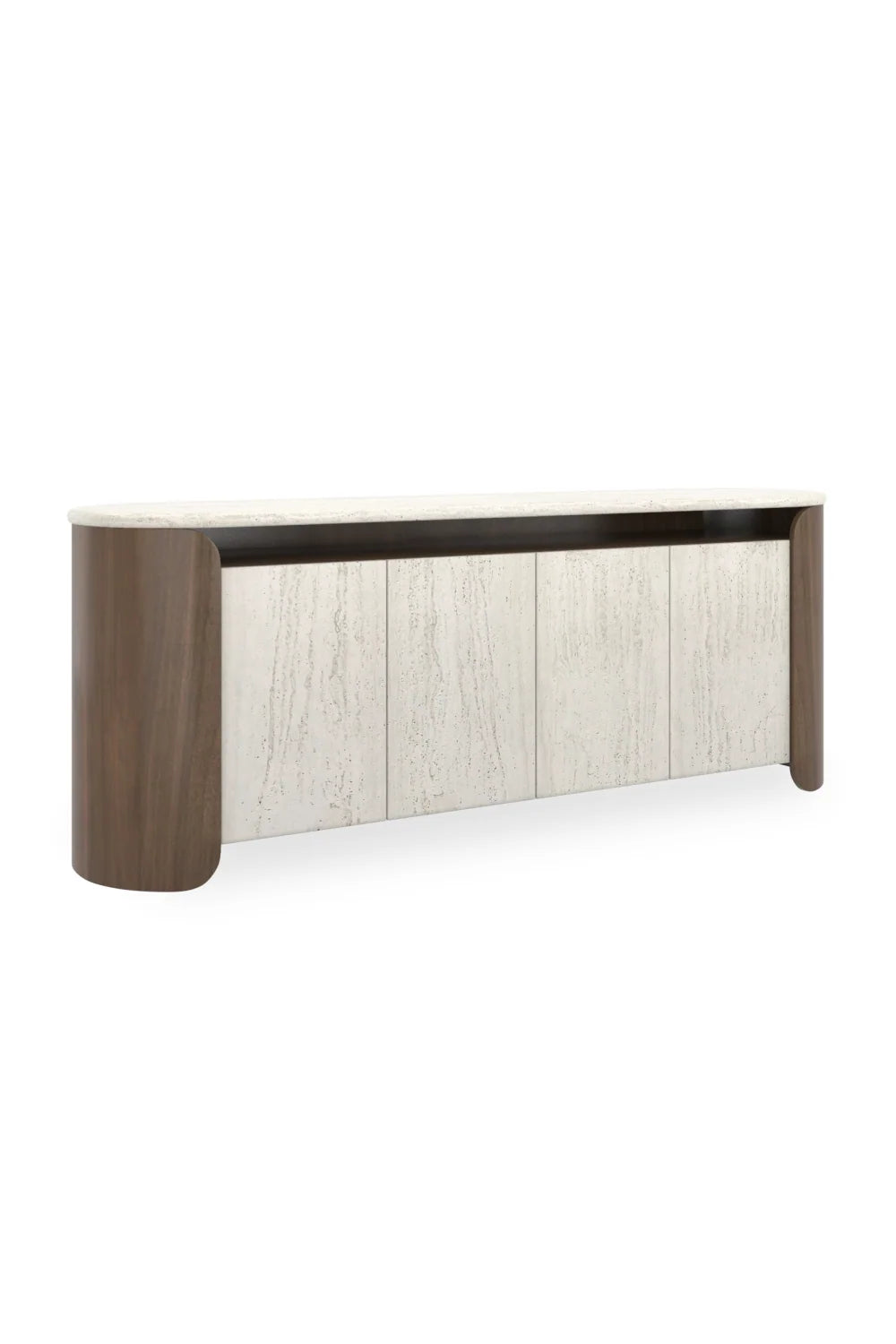 Luxury Travertine 4-Door Sideboard European Style for Villa