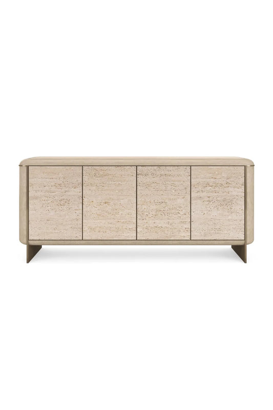 Luxury Travertine 4-Door Sideboard European Style for Villa