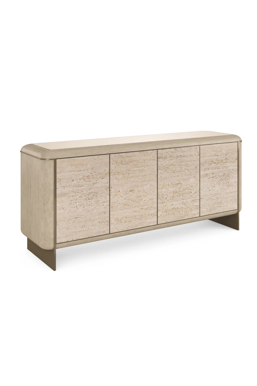 Luxury Travertine 4-Door Sideboard European Style for Villa