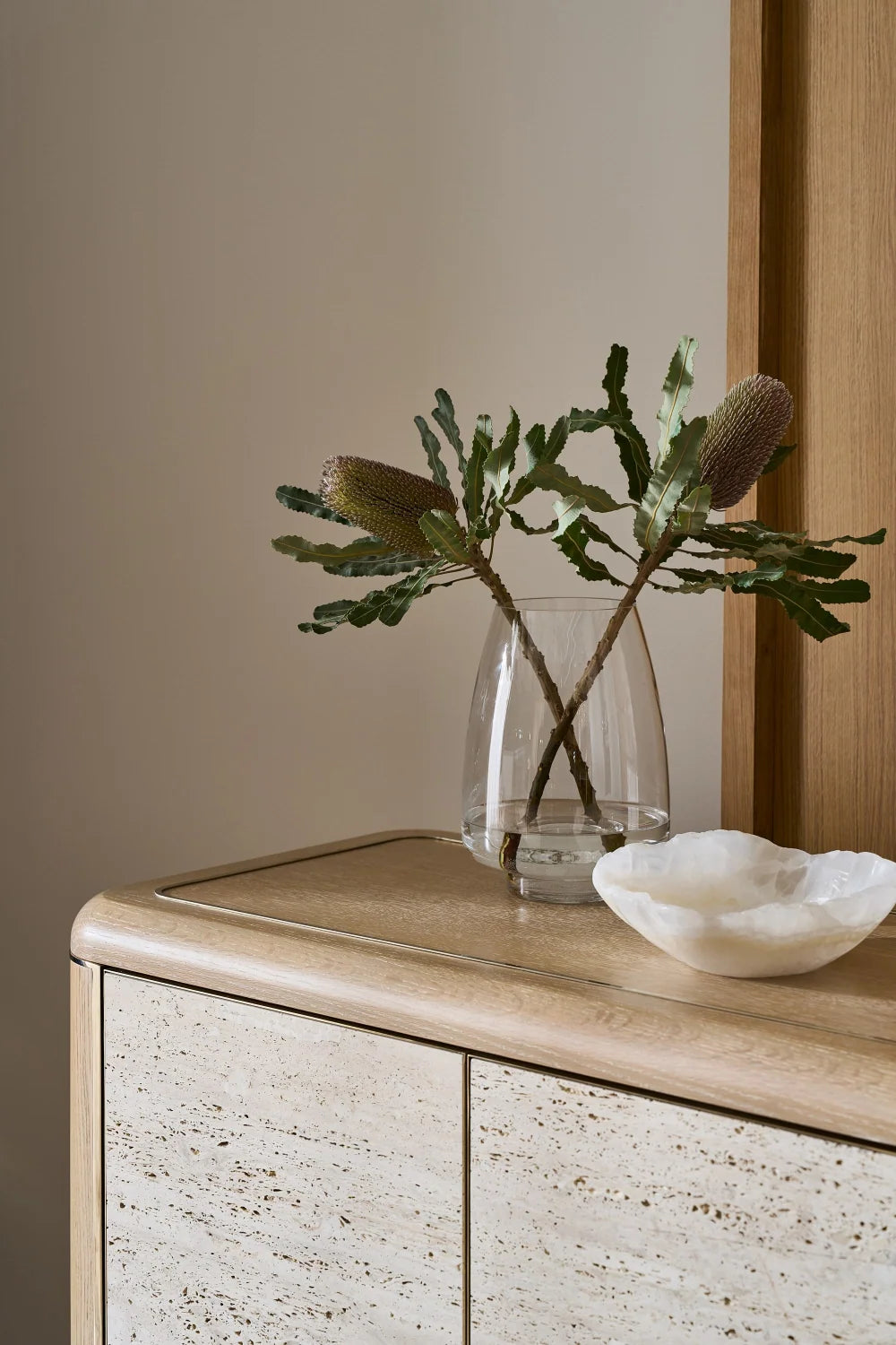 Luxury Travertine 4-Door Sideboard European Style for Villa