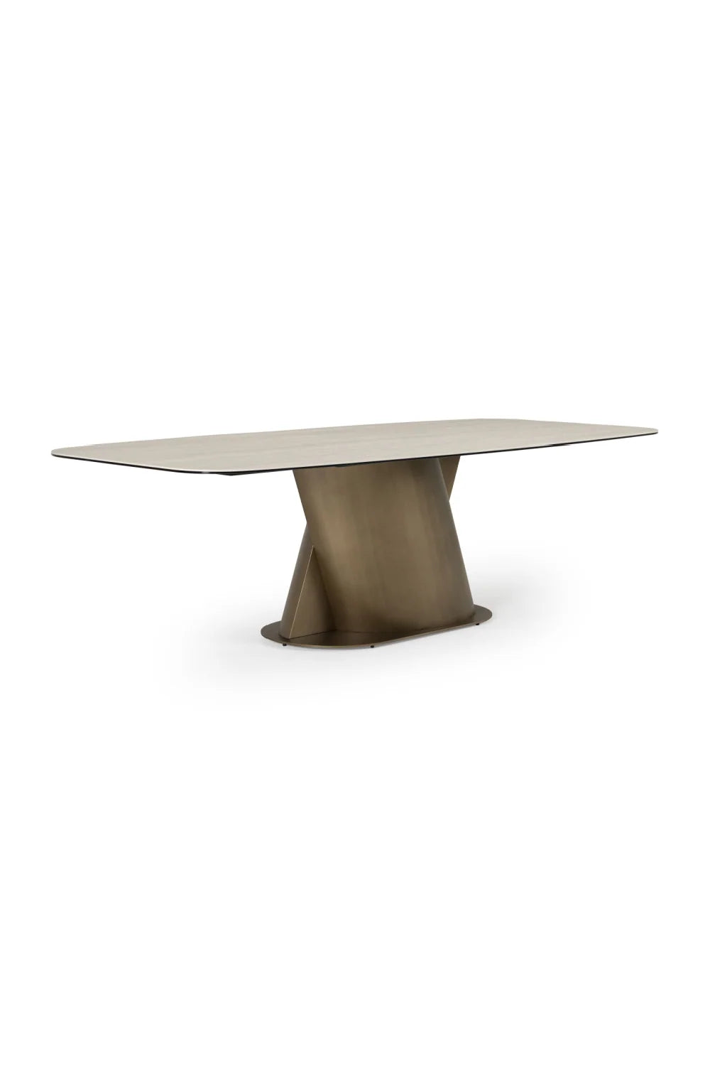 Luxury Travertine Finish Rectangular Dining Table Modern Italian Style for Villa