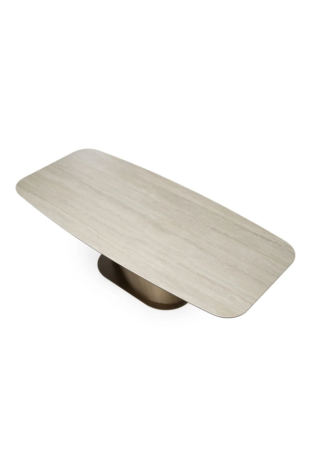 Luxury Travertine Finish Rectangular Dining Table Modern Italian Style for Villa