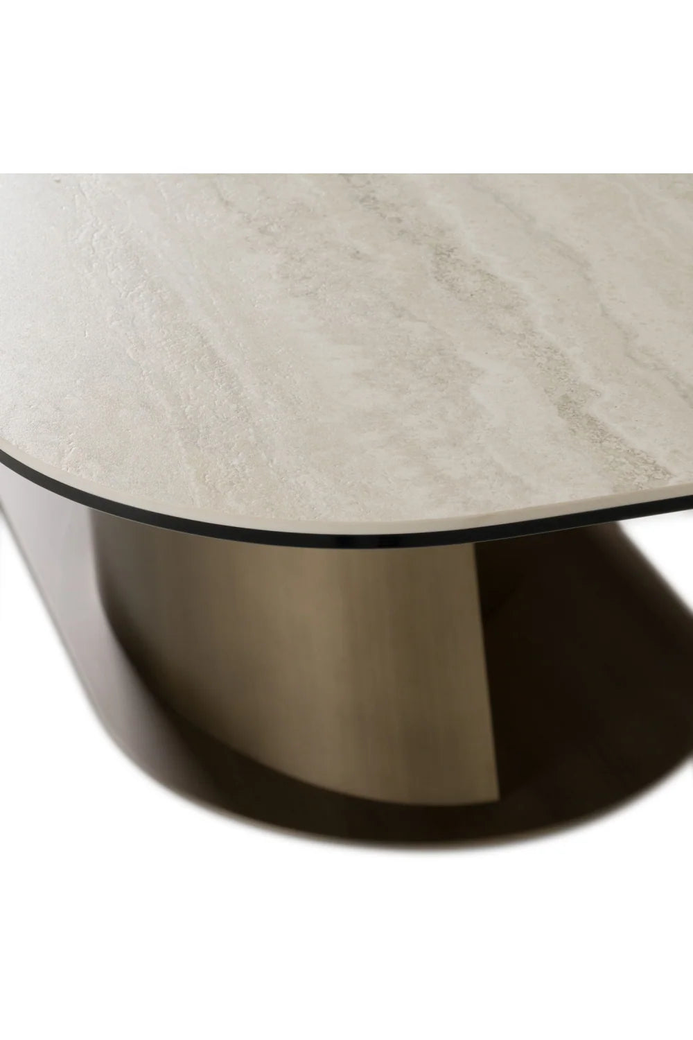 Luxury Travertine Finish Rectangular Dining Table Modern Italian Style for Villa
