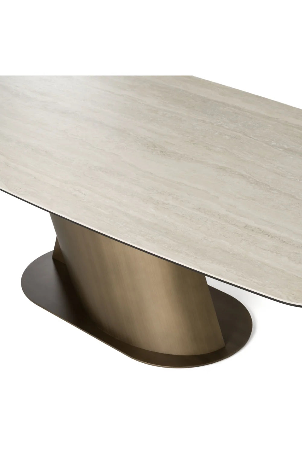 Luxury Travertine Finish Rectangular Dining Table Modern Italian Style for Villa