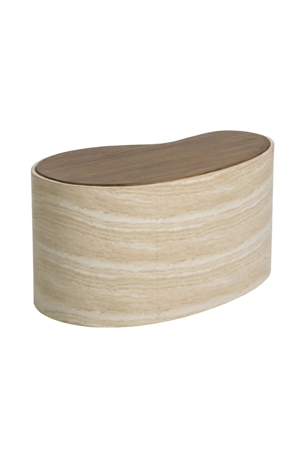 Luxury Travertine Look Freeform Coffee Table Modern Italian Style for Villa