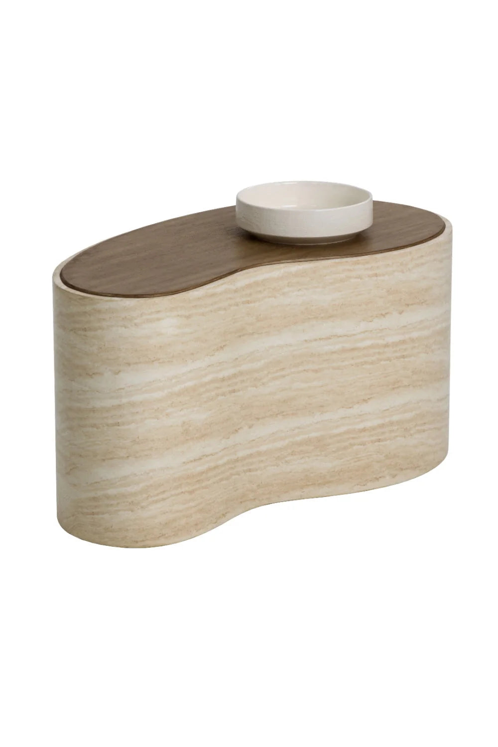 Luxury Travertine Look Freeform Coffee Table Modern Italian Style for Villa