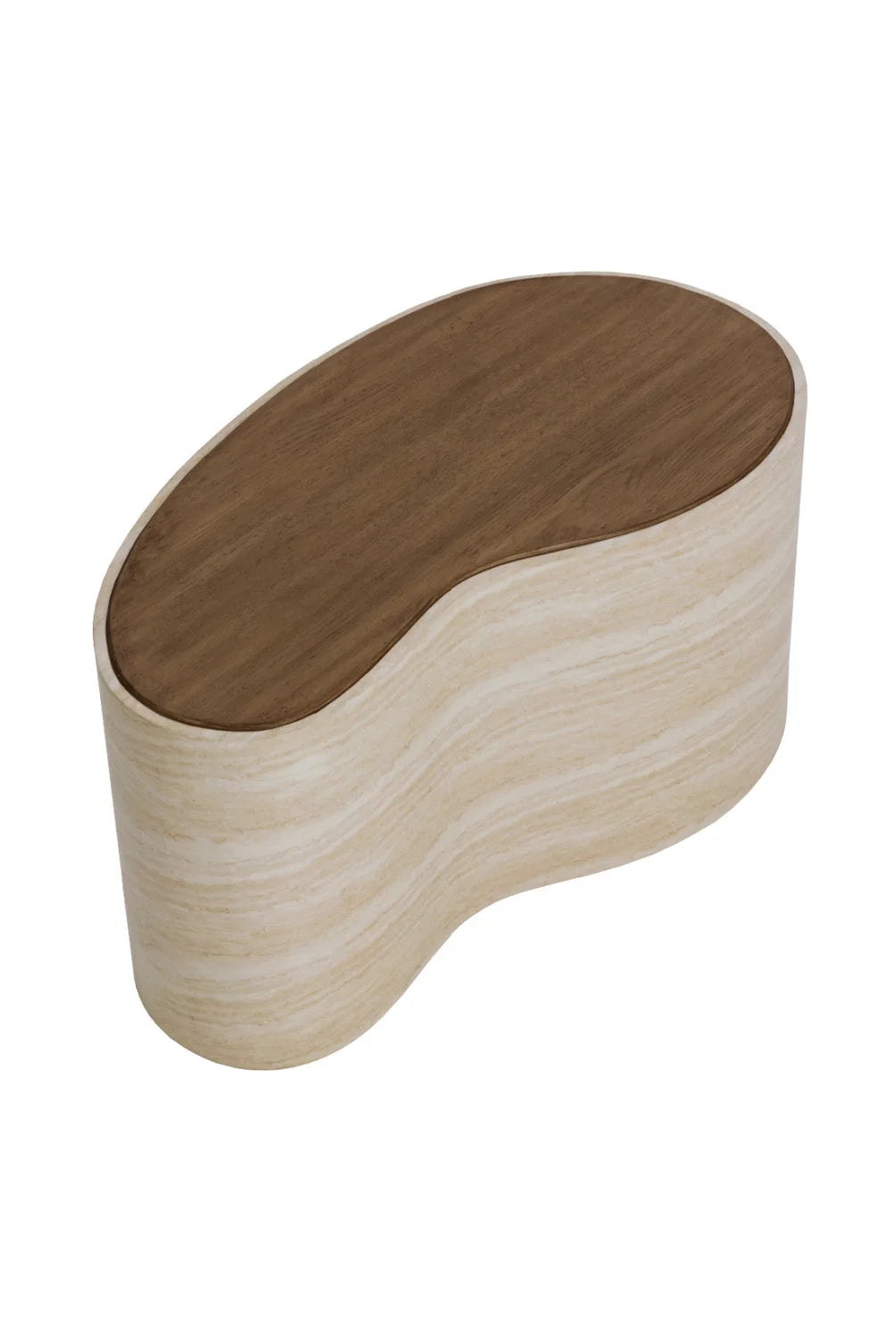 Luxury Travertine Look Freeform Coffee Table Modern Italian Style for Villa