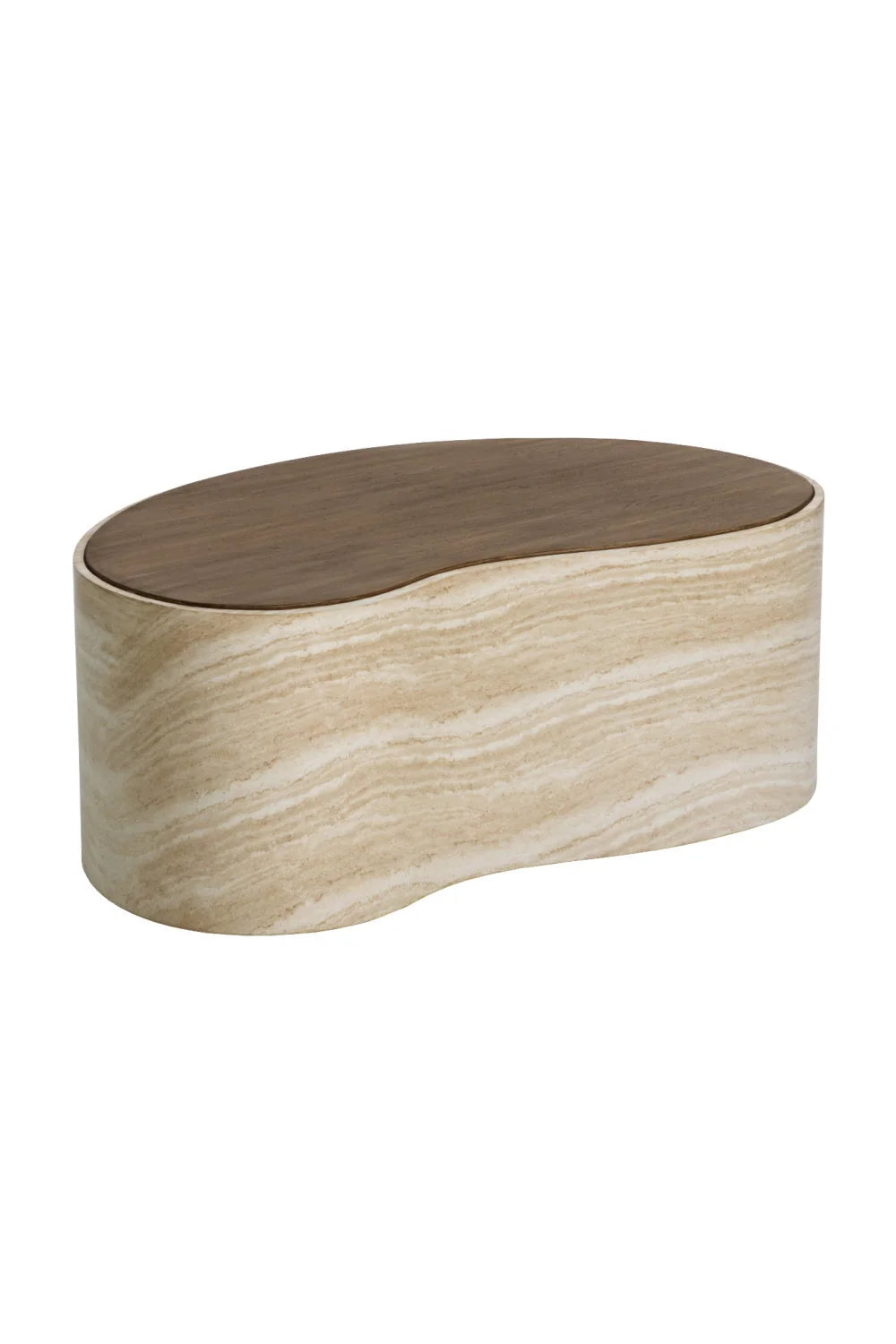 Luxury Travertine Look Freeform Coffee Table Modern Italian Style for Villa