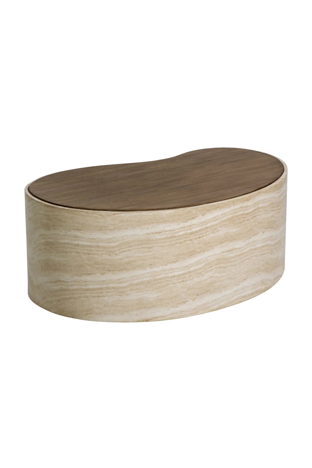 Luxury Travertine Look Freeform Coffee Table Modern Italian Style for Villa