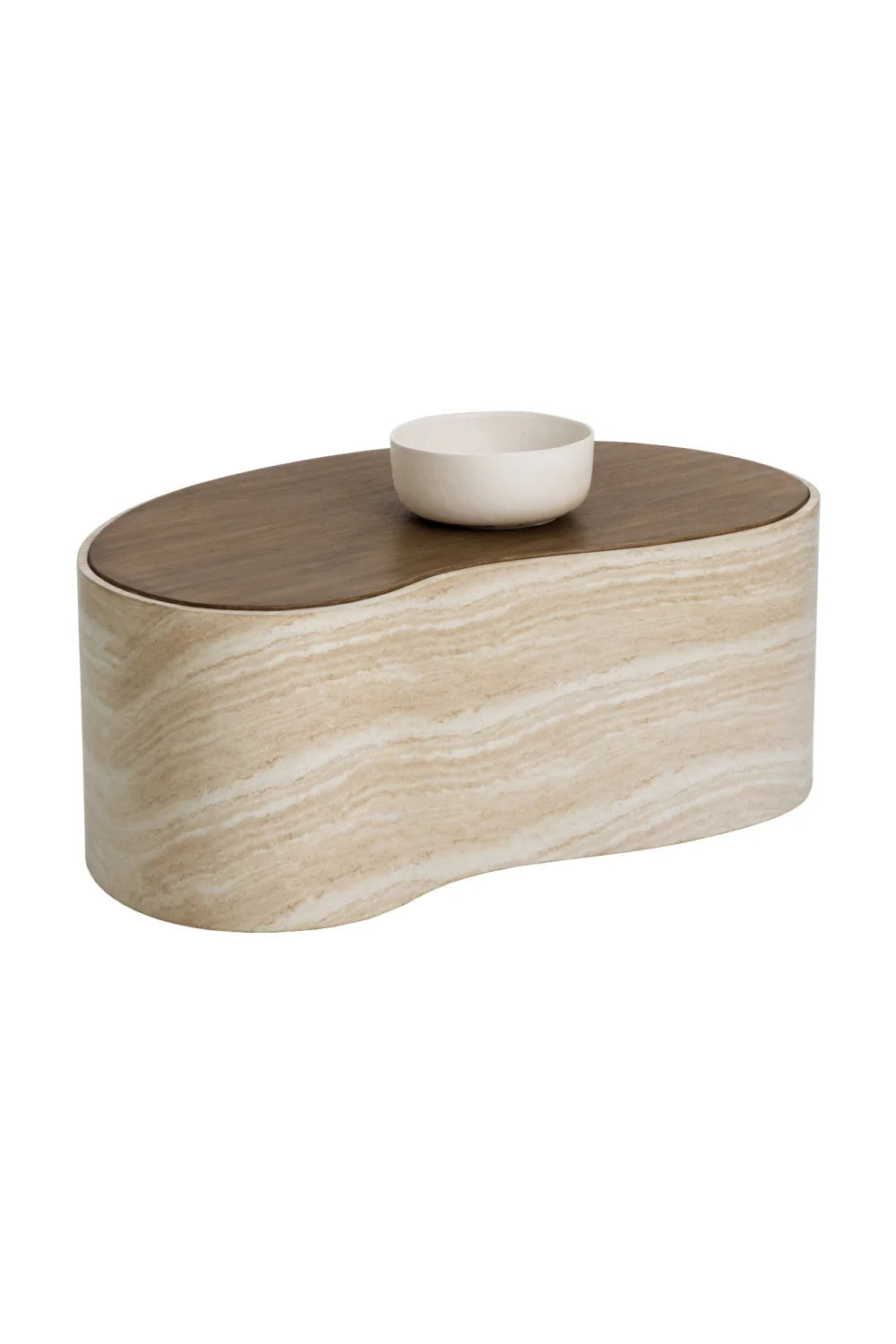 Luxury Travertine Look Freeform Coffee Table Modern Italian Style for Villa