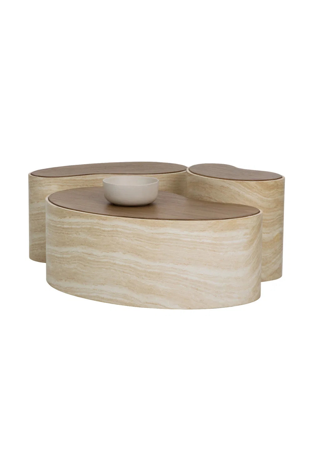 Luxury Travertine Look Freeform Coffee Table Modern Italian Style for Villa