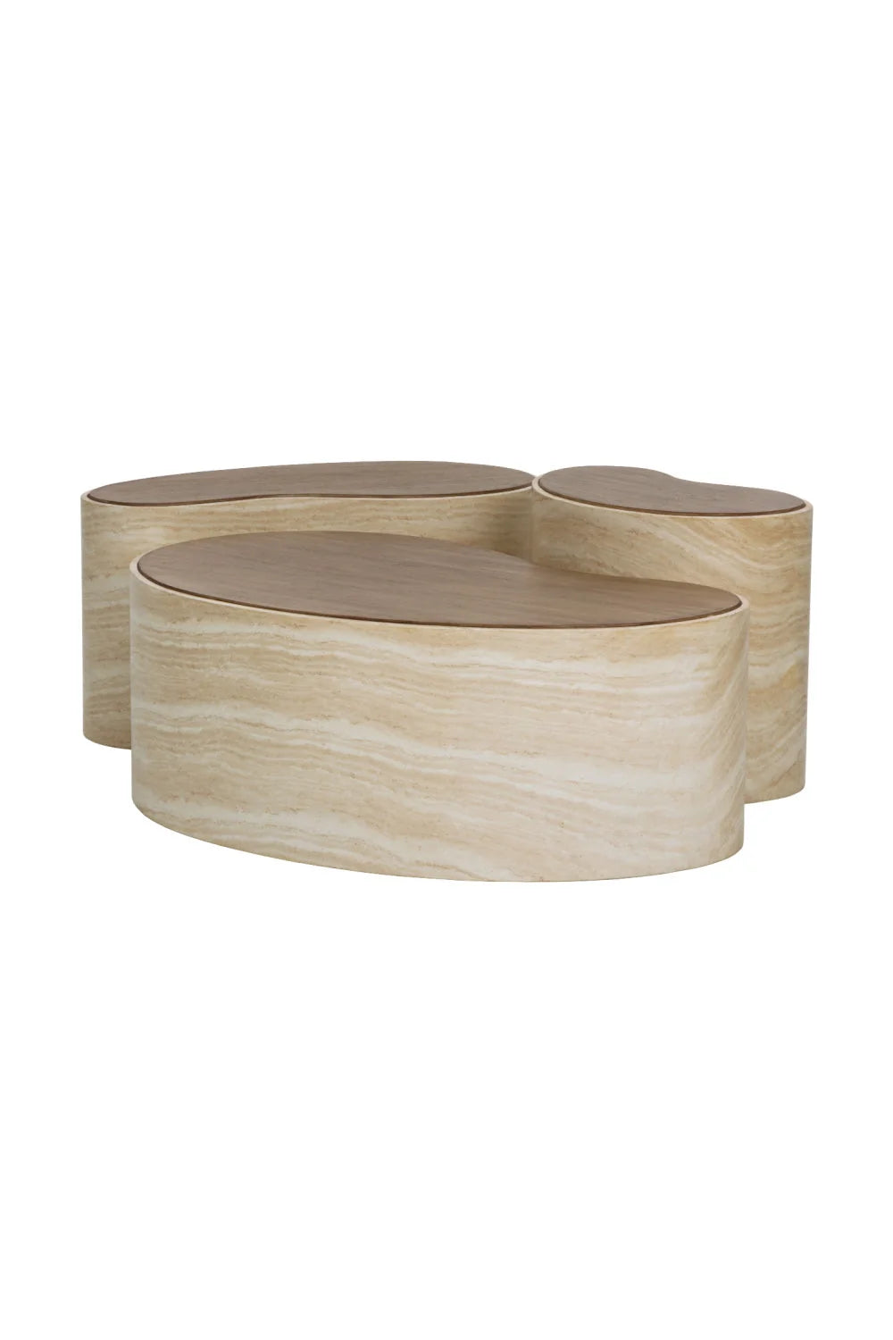 Luxury Travertine Look Freeform Coffee Table Modern Italian Style for Villa