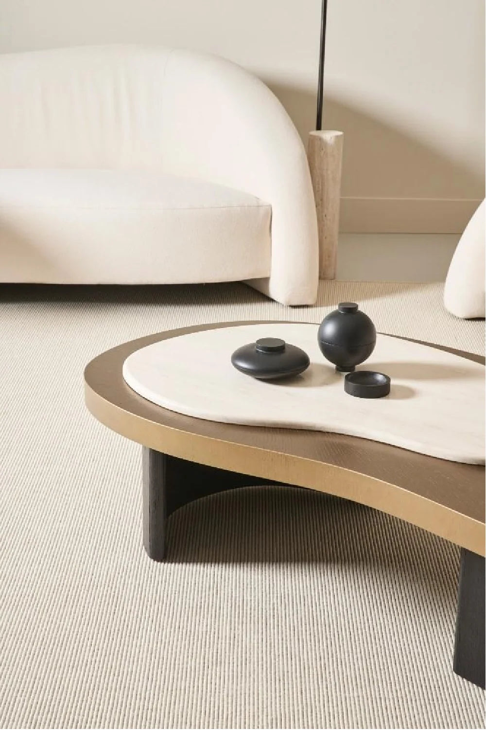 Luxury Travertine Oak Coffee Table Modern Italian Style for Villa