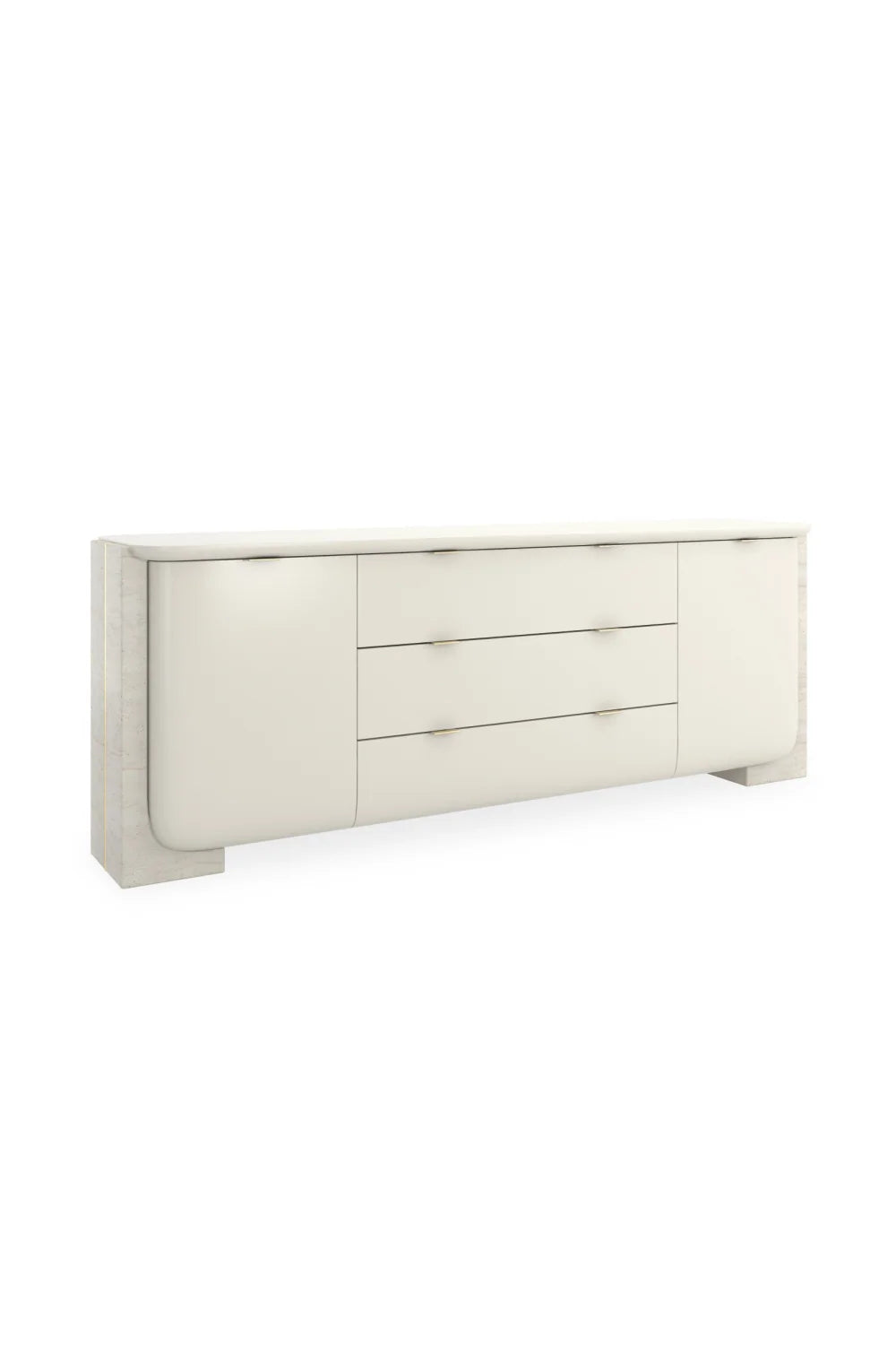 Luxury Travertine Side Panels 4-Door Sideboard European Style for Villa