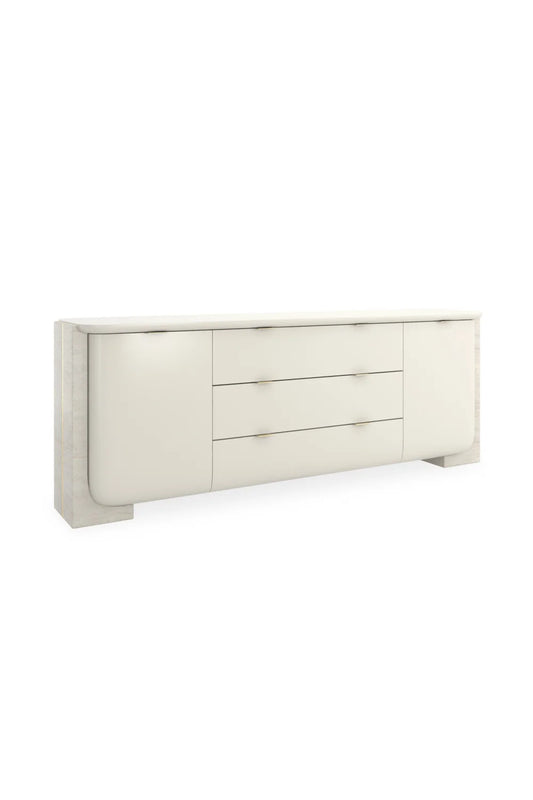Luxury Travertine Side Panels 4-Door Sideboard European Style for Villa