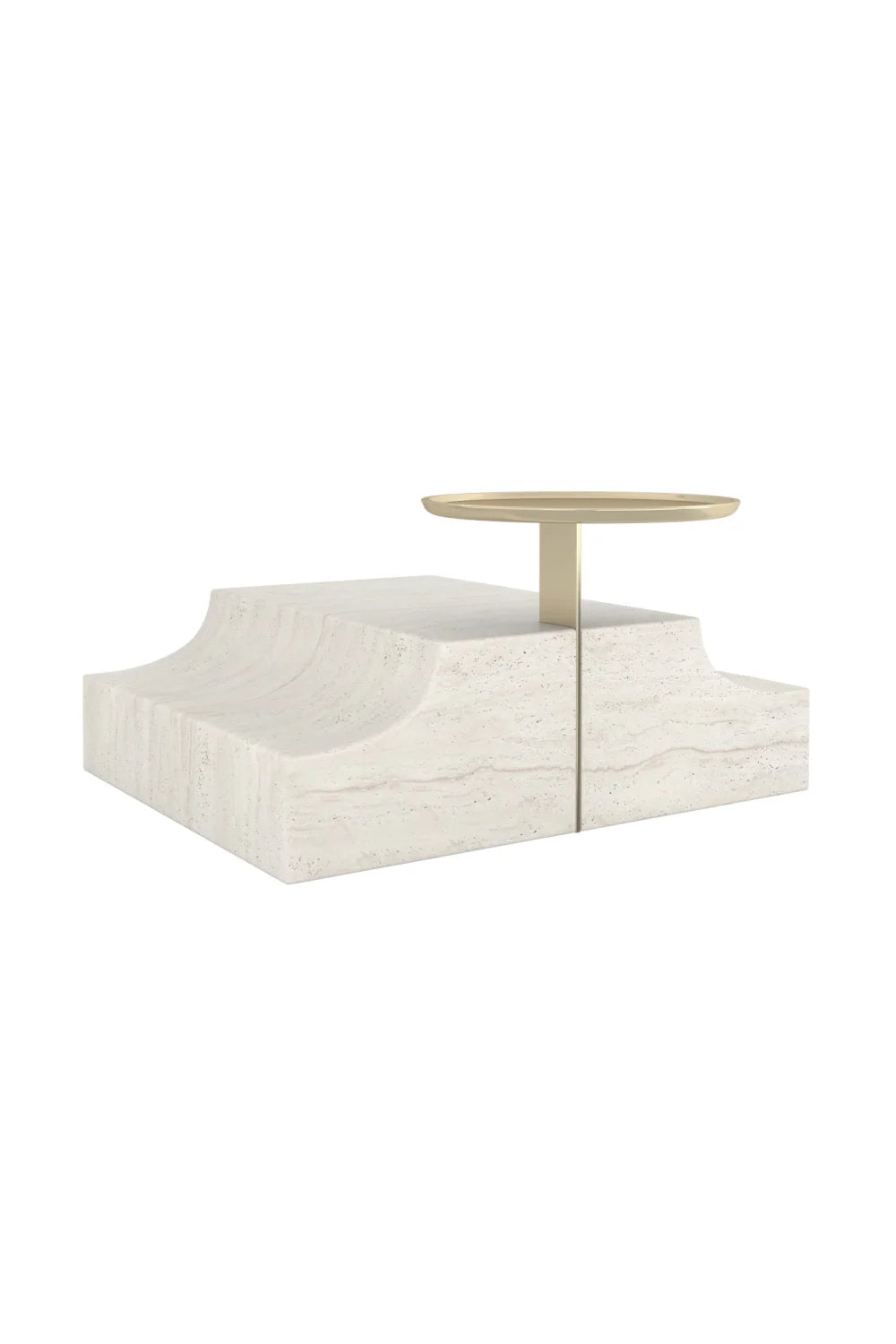 Luxury Travertine Wedge Base Coffee Table Modern Italian Style for Villa