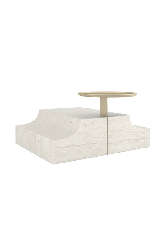 Luxury Travertine Wedge Base Coffee Table Modern Italian Style for Villa