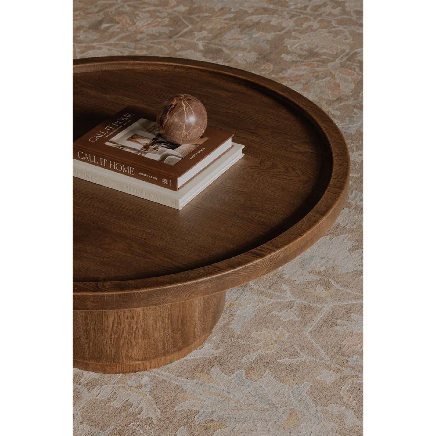 Luxury Tray Oak Round Coffee Table Modern Italian Style for Villa