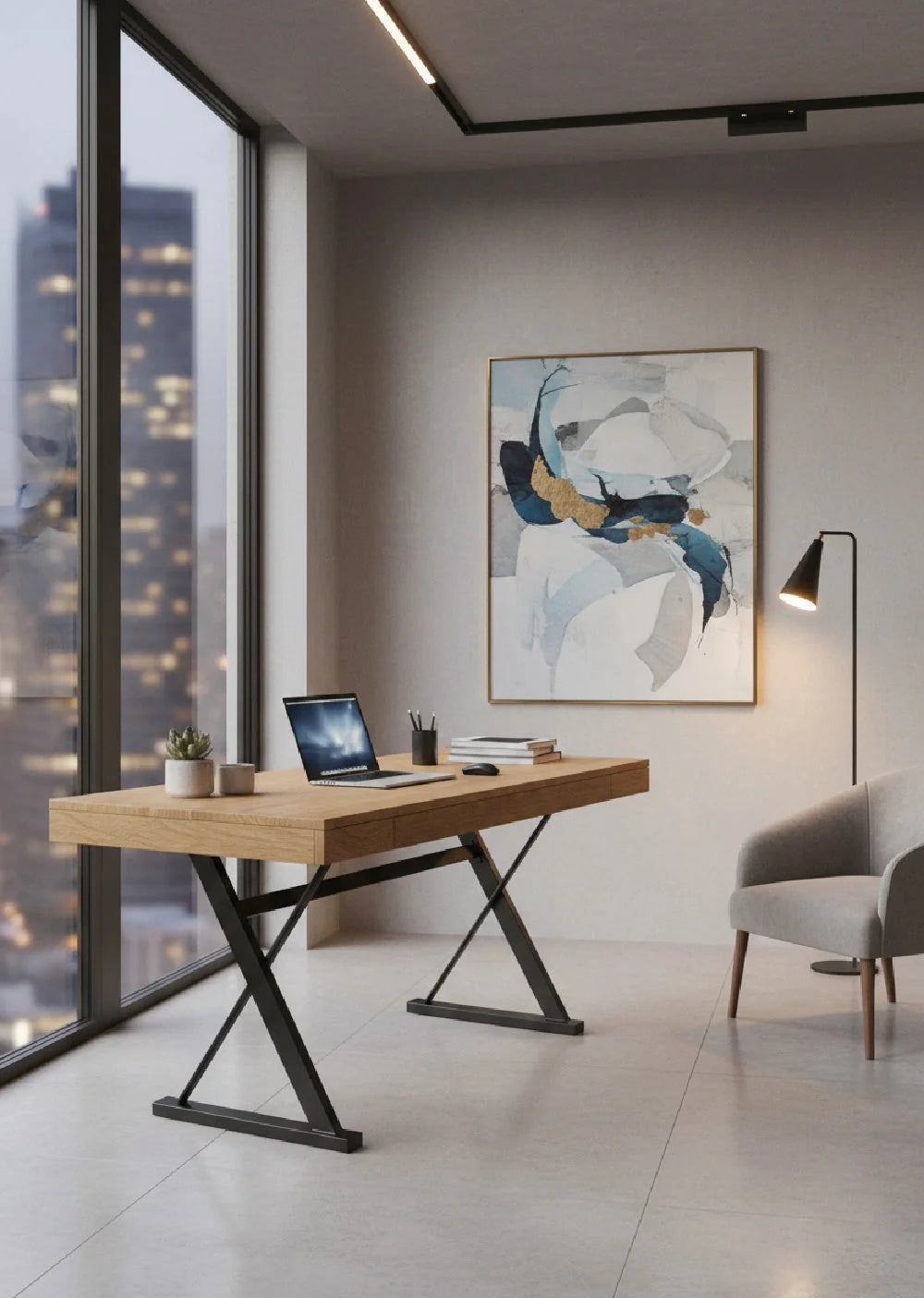 Luxury Trestle 3-Drawer Modern Desk European Style for Villa