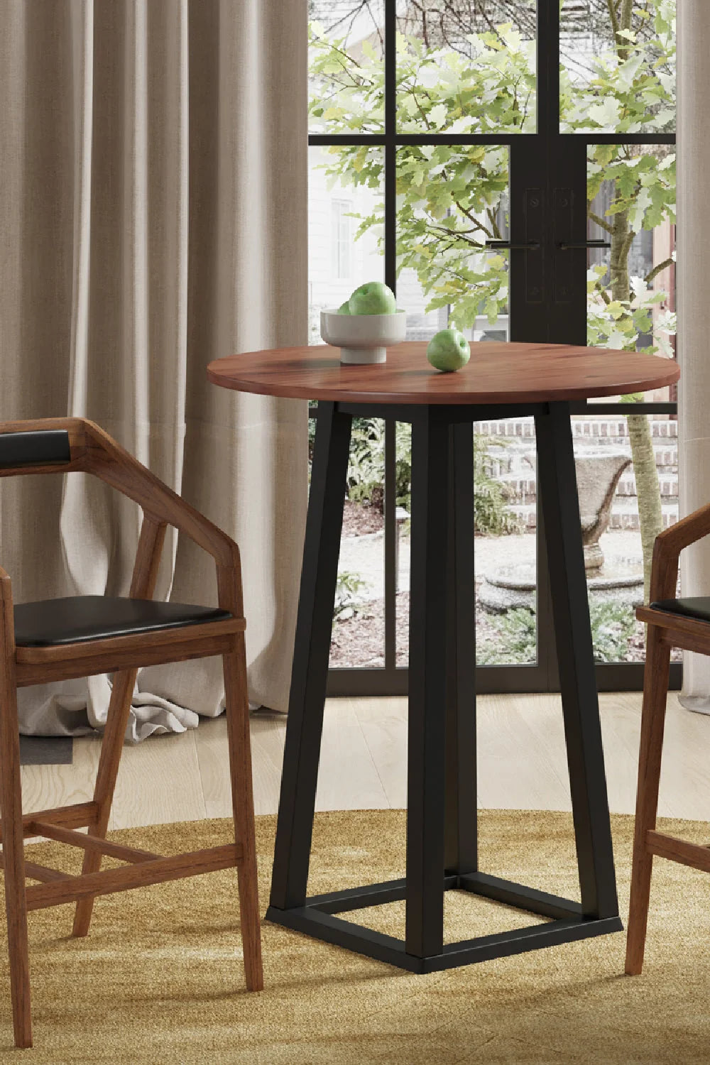 Luxury Tri-Mesa Solid Walnut Bar Table Modern Italian Style for Villa