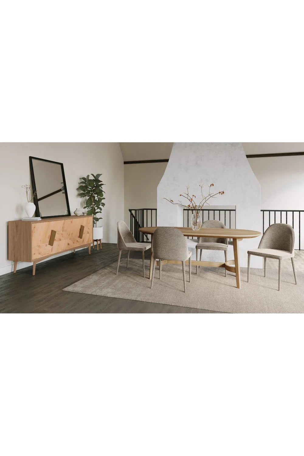 Luxury Trie Oak Oval Dining Table Modern Italian Style for Villa