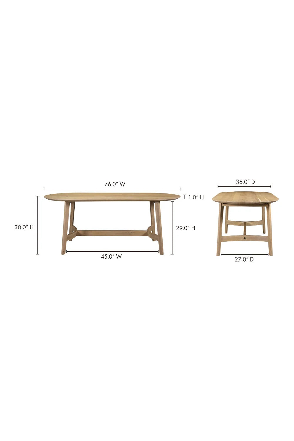 Luxury Trie Oak Oval Dining Table Modern Italian Style for Villa