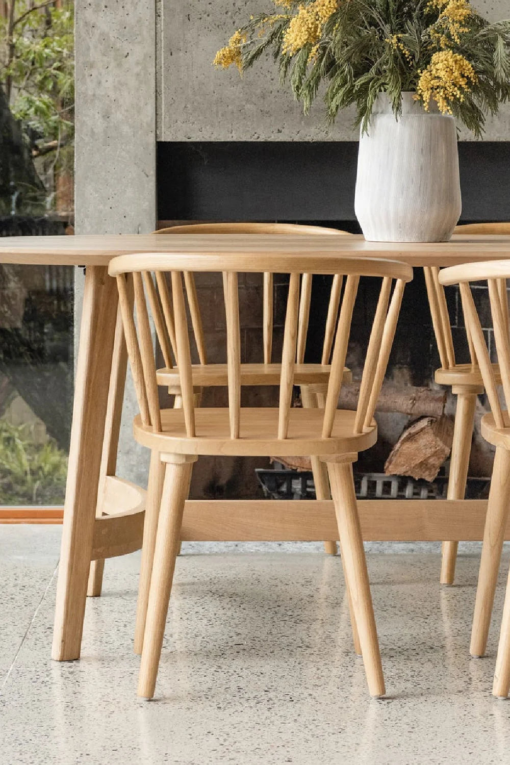 Luxury Trie Oak Oval Dining Table Modern Italian Style for Villa