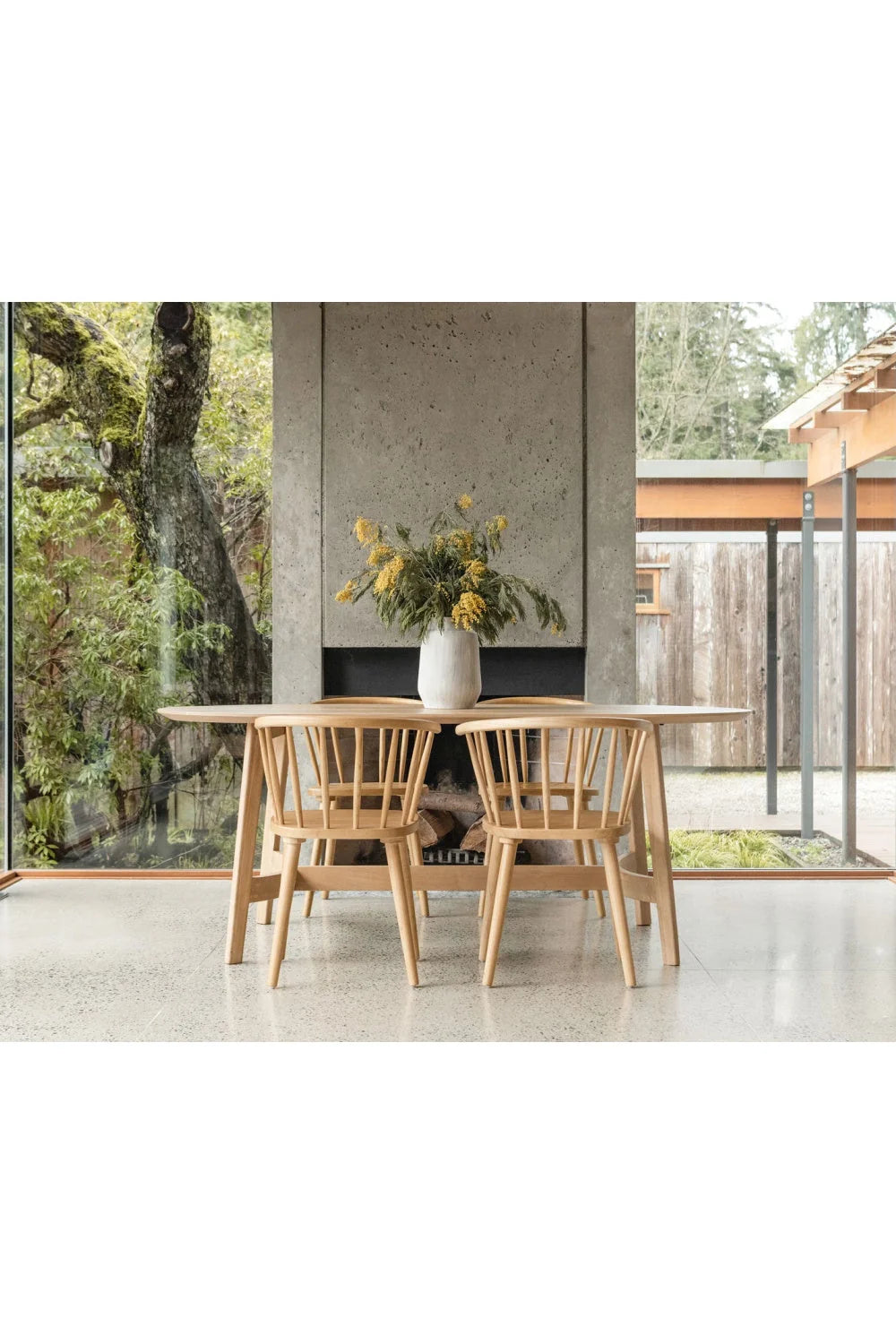 Luxury Trie Oak Oval Dining Table Modern Italian Style for Villa