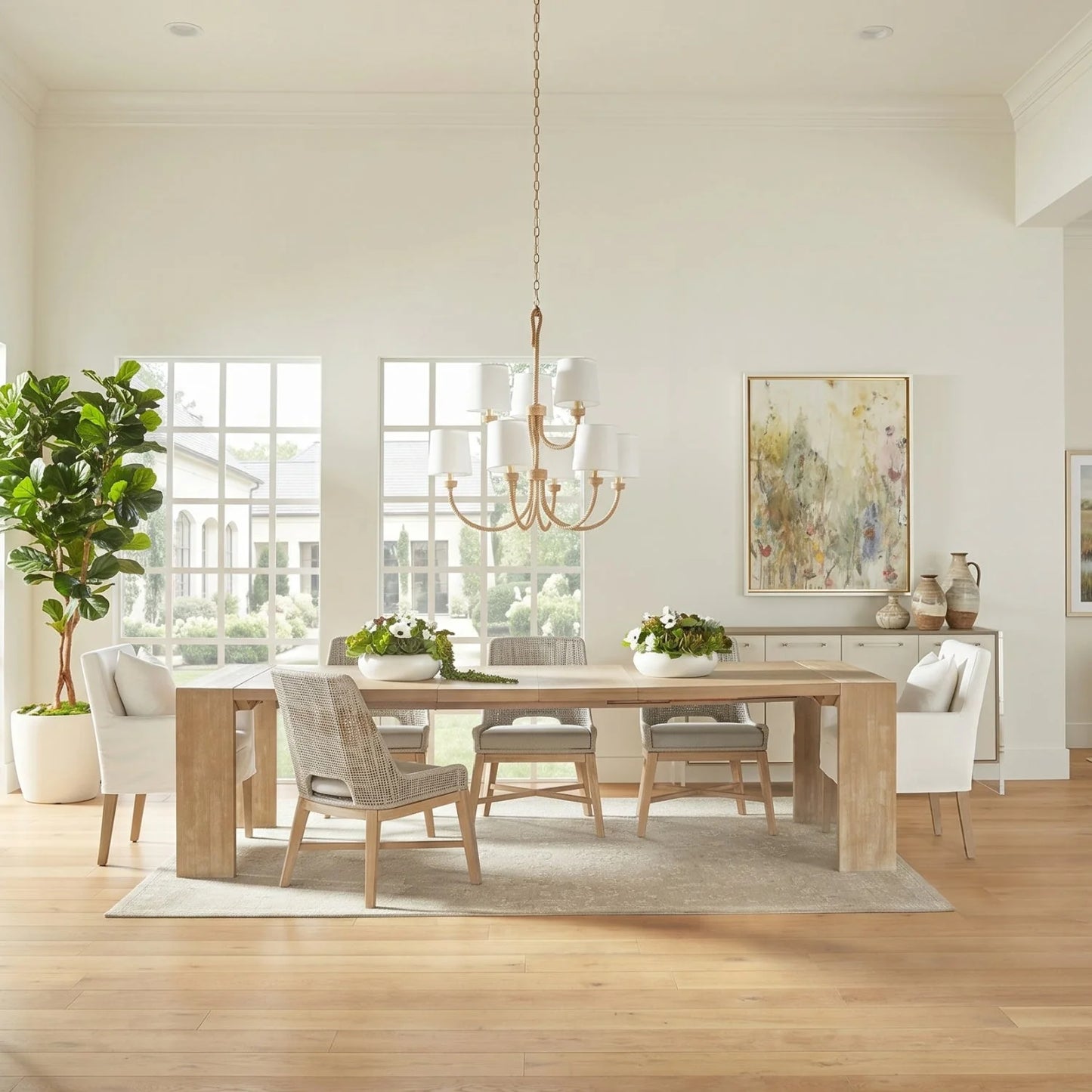 Luxury Tropea Acacia Extendable Dining Table Modern Italian Style for Villa