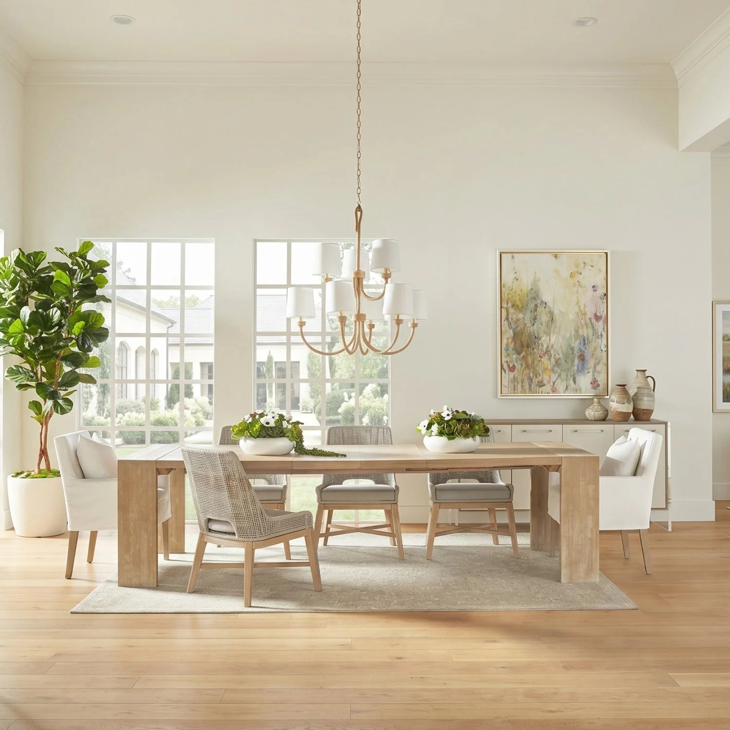 Luxury Tropea Acacia Extendable Dining Table Modern Italian Style for Villa