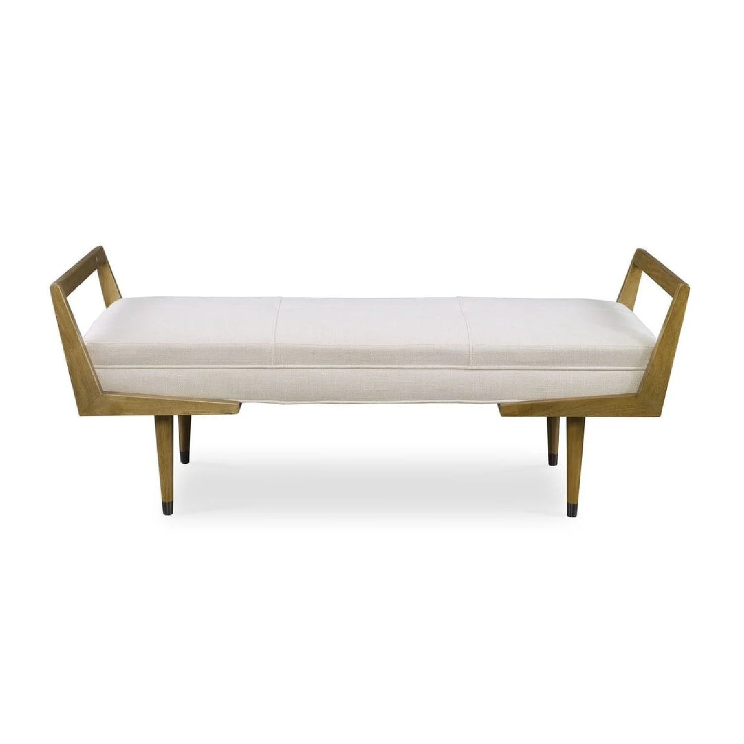 Luxury Tufted Beige Fabric Bench European Style for Villa