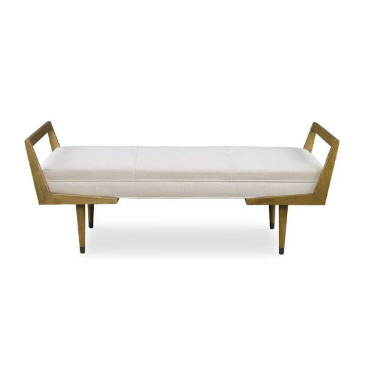 Luxury Tufted Beige Fabric Bench European Style for Villa