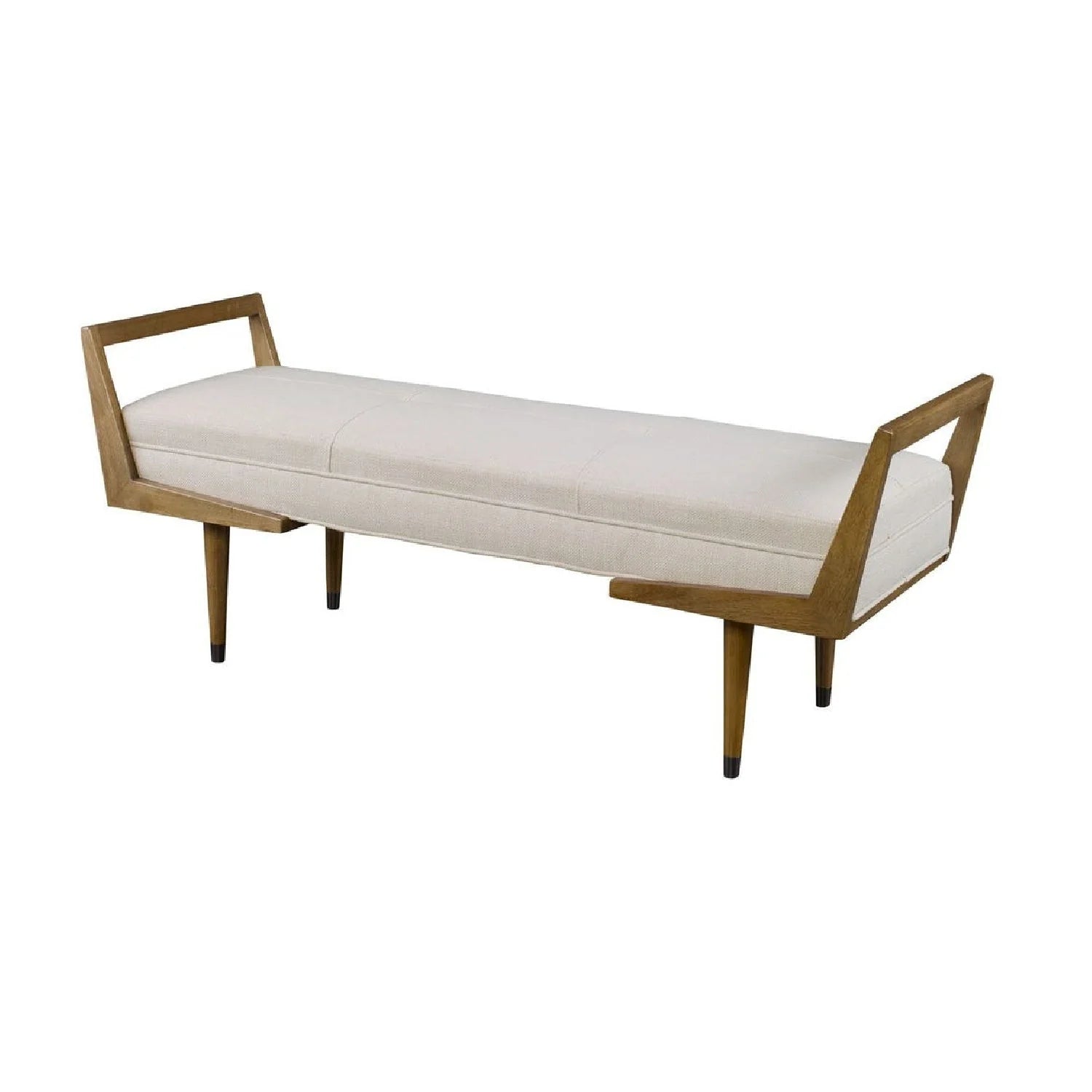 Luxury Tufted Beige Fabric Bench European Style for Villa